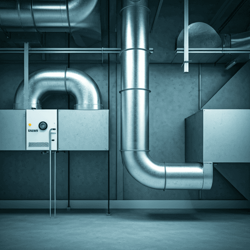 Clean industrial HVAC ventilation system in a modern commercial building
